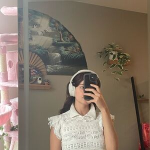 White Ruffled Knit Top